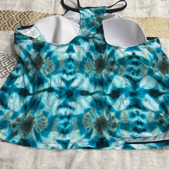 (L1) South Point Women's Plus Size Tie-Dye Two-Piece Swimsuit, Multi-Sizes Blue - Picture 4 of 11